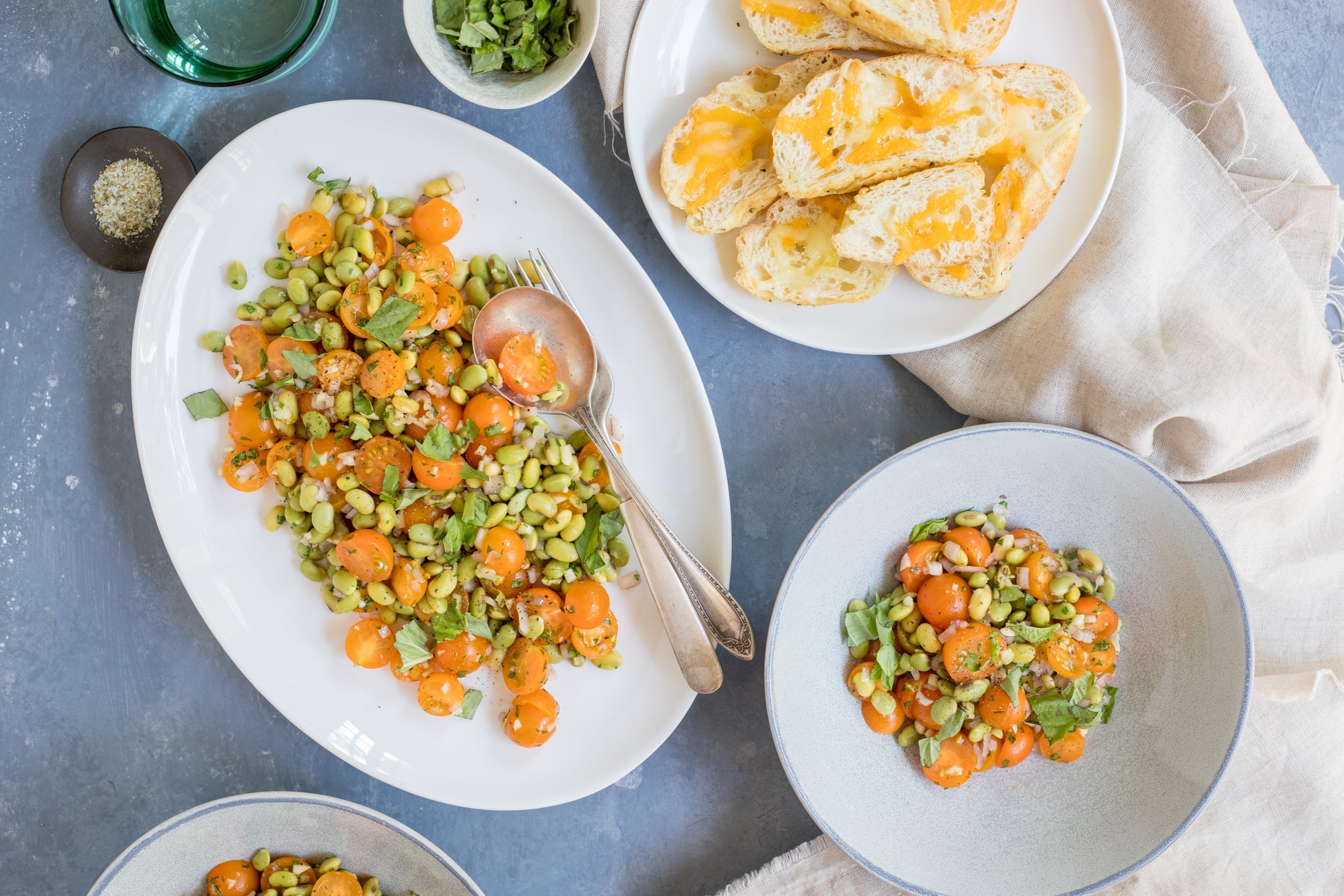 Field Pea & Tomato Salad with Sherry Vinaigrette & Herbed Crostini