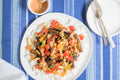 Cajun-Spiced Eggplant & Peppers with Remoulade over Long-Grain Rice